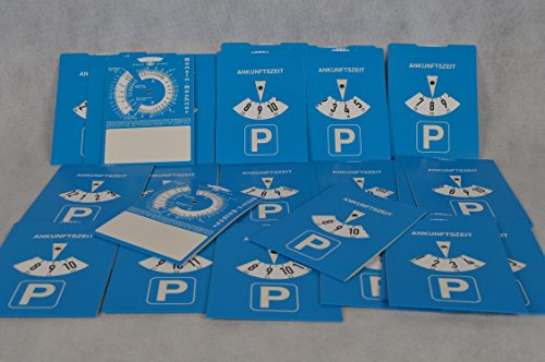 Unbekannt 25 X Parkscheiben mit Benzinrechner aus Pappe für KFZ Parkscheibe Parken mit Werbefeld für Stempeleindruck usw. Wurfware