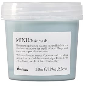 Davines MINU Hair Mask, Deep Nourishing Treatment for Color Treated Hair - Illuminating & Restorative - Weightless Shine & Silky Feel with Salina Caper Extract, 8.45 Fl Oz