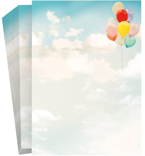 Wolken Himmel Freiheit Motivpapier Luftballons, 100 Blatt Motivpapier DIN A4, 90g/qm