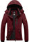 GEMYSE Damen Wasserdichte Winddichte Skijacke Winterjacke Wanderjacke Hardshelljacke Regenjacke mit Kapuze (Weinrot,L)