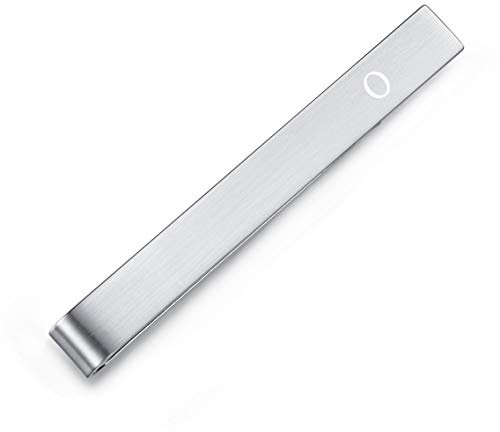 HONEY BEAR 2.12inch Herren Briefe Initialen Krawattennadel Krawattenklammer für Normale Krawatte Tie Clip，Gebürstetes Silber,5.4cm (O)
