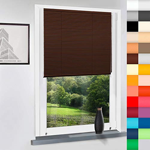 Aluminium Jalousie nach Maß, Endloskette, Kette, Monocomando, Maßanfertigung, für Fenster und Türen, Alu, Fenster, Klemmfix ohne Bohren (Braun, Höhe: 100cm x Breite: 100cm)