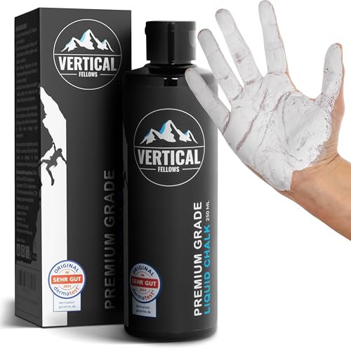 VERTICAL FELLOWS Liquid Chalk 250ml - DERMATEST sehr gut - Flüssigkreide zum Klettern Bouldern Gewichtheben Crossfit - Flüssiges Magnesia zum Turnen