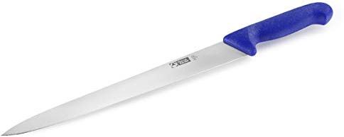 thermohauser Kuchenmesser, Küchenmesser (Stahl, rostfrei), einseitig geschliffen, mit blauem Kunststoffgriff, Klinge 31 cm, Blau
