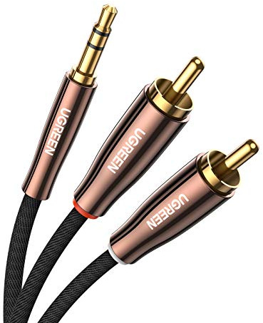 UGREEN RCA to 3.5mm Cable Phono Aux Lead Red and White Headphone Mini Jack Stereo Audio Cord Compatible with Hi-Fi Amplifier Speaker Turntable Soundbar CD DVD Player Laptop TV Car DJ Controller(2M)