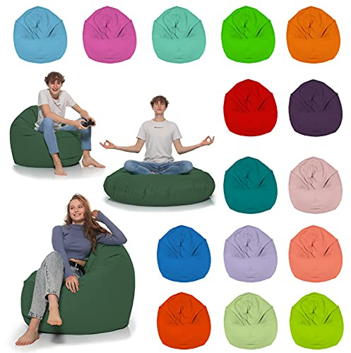 HomeIdeal - Sitzsack 2-in-1 Funktionen Bodenkissen für Erwachsene & Kinder - Gaming oder Entspannen - Indoor & Outdoor da er Wasserfest ist - mit EPS Perlen (Dunkelgrün, 125 cm Durchmesser)