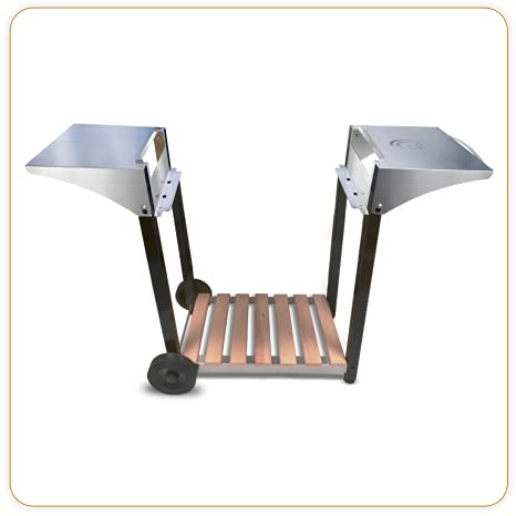 LITTLE BALANCE 8477 Chariot pour Plancha Aquitaine Pro, Chariot à roulettes, Dessertes latérales et rabattables, Inox et Bois