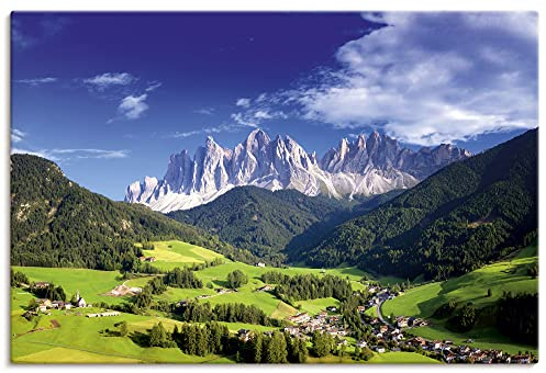 ARTLAND Wanddeko Leinwand Bilder Wandbild Alpenbilder Landschaft Berge Südtirol Gebirge Alpen Natur U1YX