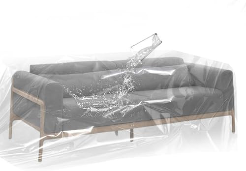 TUAKIMCE 1PCS Plastic Sofa Cover, 3m x 2m Sofa Storage Bag, Heavy Duty Waterproof Sofa Protection Cover, Furniture Proof Dust Cover Couch Cover, Moving Sofa Cover for Sofas, Bed,Couch,Ground