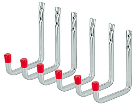 siwitec Wandhaken U-Form 148 x 114 mm verzinkt, 6er Set, Traglast: 25 kg, Schwerlasthaken, abgewinkelt