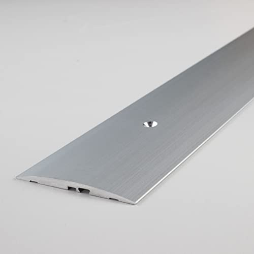 PROVISTON | Übergangsprofil | Aluminium eloxiert | Silber | Breite 60 mm | Höhe 4 mm | Länge 2700 mm | Seitlich Gebohrt | Übergangsschiene | Übergangsleiste | Bodenprofil | Abdeckleiste | 1 Stück