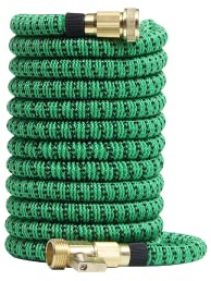 Qinux Colour Hydroeasy Tubo estensibile con pistola a spruzzo con 8 funzioni di irrigazione Tubi con raccordi in ottone 15M (50FT) e 30M (100FT) Tubo da giardino (Verde, 30 metri)