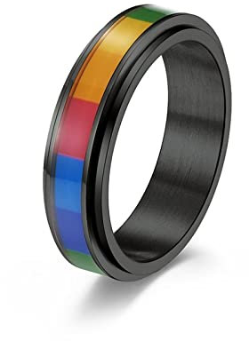Stfery Rainbow Ringe, Freundschaftsringe Beste Freundinnen Schwarz Regenbogenfahne 60 (19.1) Schmuck Geschenk