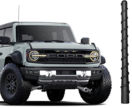 7 Bronco Short Antenna, Compatible with Ford Bronco Full Size and Sport All Models 2021-2023 2024 2025 2026, Good Reception, Black, 7 Inch Spiral AM FM Radio Antenna, for Bronco Accessories 2021-26