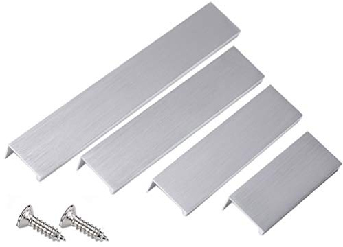 HY HUIJUN Versteckte Schrankgriffe,6 Stück Schrankgriffe Aluminium Silber Gebürstet,Unsichtbar Küchengriffe Türgriff Schubladengriff Griffe für Kleiderschrank, Schlafzimmer
