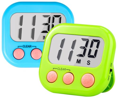 Timer for Kids Teachers Supplies Digital Kitchen Timers for Cooking Large Magnetic Classroom Timer 2Pack-Blue Green