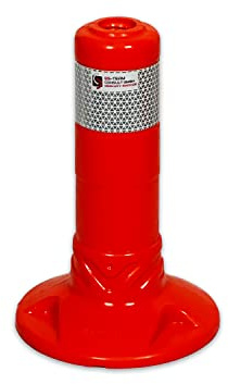 UvV Flex-Absperrpfosten orange, reflektierend - als flexibler überfahrbarer Sperrpfosten mit stabilem Standfuß (300 mm)