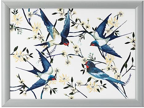 Large Artisan Design Flying Home Flying Birds Lap Tray, Serving Tray, Bean Bag Tray, Cushioned Tray, Padded Tray