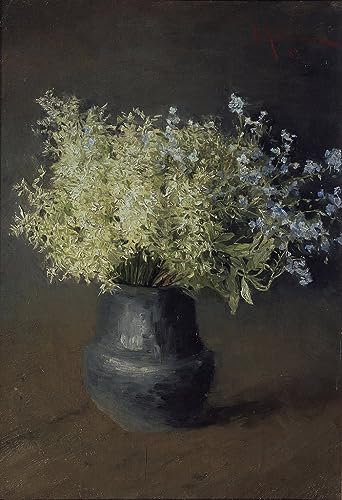 Leinwandbilder Bild Kunst Leinwand Malerei Ölgemälde Wilde Veilchen und Vergissmeinnicht von Isaac Iljitsch Levitan für Wanddekoration 60x90cm