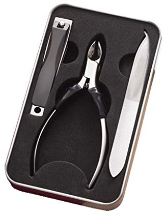 Set de Manicura Pedicura Damas y cortauñas hombres de 3 piezas Conjunto de uñas de acero inoxidable Clippers pedicura herramienta del hogar del uña del dedo del cuchillo de (plata) Manicura Pedicura K