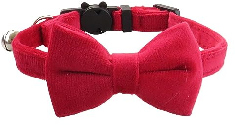 Chaies 1 Stück Katzenhalsband Mit Sicherheitsverschluss Und Glöckchen, Katzen Halsbänder Mit Glöckchen Und Fliege Süß Katzenhalsbänder Mit Schleifchen, Verstellbar Halsbandes Für Katze Und Kitten