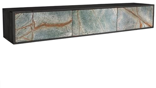 Riess Ambiente Lowboard Mountain Soul - 160cm - schwarz - Akazie Massivholz | Montiert geliefert, pflegeleichte Oberfläche, Kommode, TV-Board, hängend, echter Naturstein