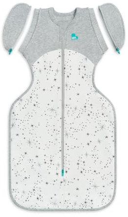Love To Dream Swaddle Up™ Übergangspucksack, mittelgroß, 6–8,5 kg, North Star White, guter Sitz, 1,5 Tog, abnehmbare Flügel, für milde Temperaturen (18–22 °C), maschinenwaschbar