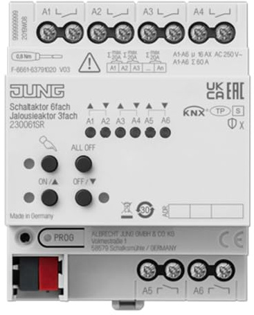 Schaltantrieb/Rollläden KNX 6/3F (Referenz: Jung 230061SR)