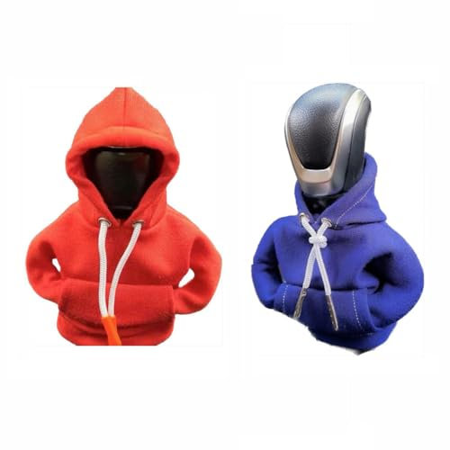 2pcs Schaltknauf Hoodie Shifter für Porsche 718 Cayman (982),Funny Schalthebel Haube Abdeckungen Dekoratives Zubehör,A3-Orange Blue