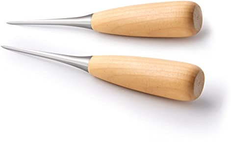 RERI Awl, Vorstecher mit Holzgriff, Rundklinge Ahle 2 Stück