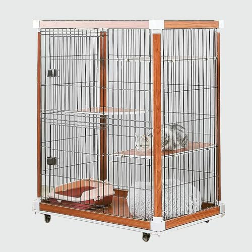 Katzengehege Outdoor für Den Innenbereich, Groß mit Rädern, Katzenhaus für Den Innenbereich Aus Holz, Freigehege für Katzen, Katzenvilla, Katzenlaufstall für Katzen im Innenbereich, Eingezäunt