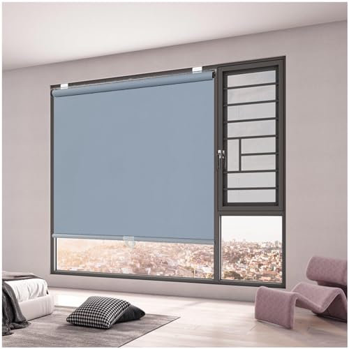Fensterrollos, 100% Verdunkelnde Rollos, Sonnenschutz Rollo, Temporäre Verdunkelungsvorhang, Thermo-rollos Für Fenster, Ohne Bohren,grey-50x200cm/20 * 79in