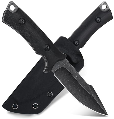 SUNEMY Outdoor Messer Survival mit Kydex Scheide, Scharfes Zäh Jagdmesser Feststehende aus Einem Stück Stahl Gefertigt, Full Tang Bushcraft Messer Klinge Feststehend für Hunter Angeln Startseite Gesch