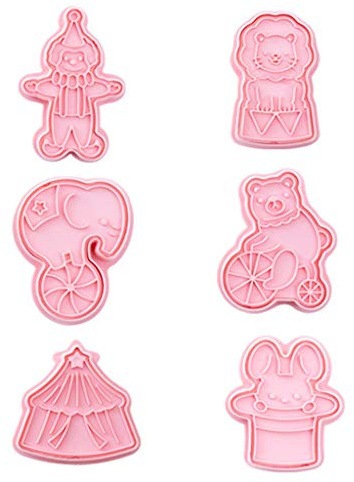 6 Pcs Circus Animal Cookie Cutters Fondant Cutters Plunger Cookie Stamps Elephant Bear Tent Clown Die Cuts Words of Faith
