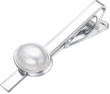 RunootPR slipsnål pärla silver slipsklämma personlig för män smycken gåva, 5.7cm, Mässing, Ingen ädelsten
