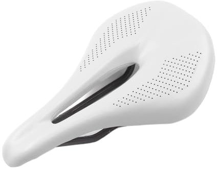 GFDSGRE Fahrrad Sattel MTB/Rennrad Carbon Fahrradsattel 143mm 155mm Power Fahrradsättel for Männer Frauen Race Carbon Fahrradsitz Schwarz Weiß Rot Fahrradsattel Herren(White-155)