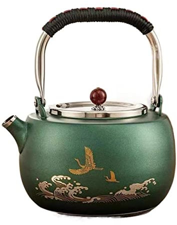 Tetera de té para estufa, tetera de 33.8 fl oz, tetera de acero inoxidable espesada 304, tetera, cocina de inducción para el hogar, juego de té, tetera para sala de té de oficina, teteras para estufa