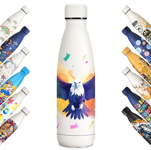 KollyKolla Botella Termica 500ml, Termo Personalizada, Cantimplora Termo con Doble Aislamiento, sin BPA, Fácil de llevar, Cantimplora Termica para Dióxido de Carbono, Camping, Niños, Fitness