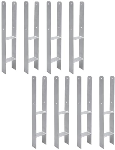 Peviasot 8 x H-stolpankare 121 mm – H-stolphållare för staket- och trästolpar, robust H-ankare för trädgårdsstaket, carport, paviljong och träbyggprojekt (121 x 600 mm)