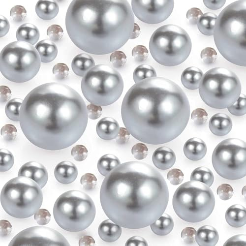 FENGCHUANG 150 Stück Schwimmende Perlen für Vasen Silber 8/14/20mm | Deko Perlen für Vasen Lose Perlen für Schmuckherstellung DIY-Schmuck Schwimmende und Vasenfüller Partydekorationen