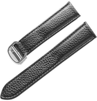 AZSHIW Kompatibel mit Herren- und Damen-Lederarmbändern, anstelle von Cartier London, Faltschließe, Armband gekrispelt, weiches London(Black,16mm)