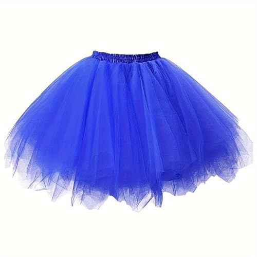 Boolavard Gonna in Tulle con tutù da Donna, Stile Carnevale, Stile Anni '50, Sottoveste Corta, Multicolore (IT, Testo, S, M, Regular, Regular, Blu Scuro)