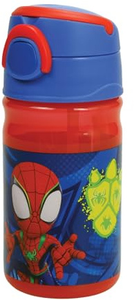 OM SUPPLIES Spidey Reusable Sipper Canteen Cycling Lab Dropping Water Bottle Drink Bottle with built-in handle for Easy Carry School Lunch Kids Childrens 350ml (Spidey)