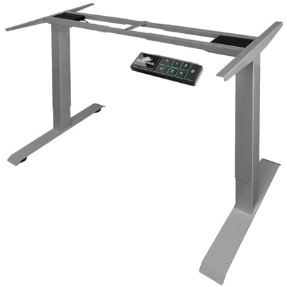 Spacetronik Höhenverstellbarer Schreibtisch Gestell Elektrisch 2 Motoren, 3-stufiges Tischgestell Höhenverstellbar 60-125 cm, OLED-Display, 4 Memory-Steuerungen, Antikollisionssystem, Stabil & Leise