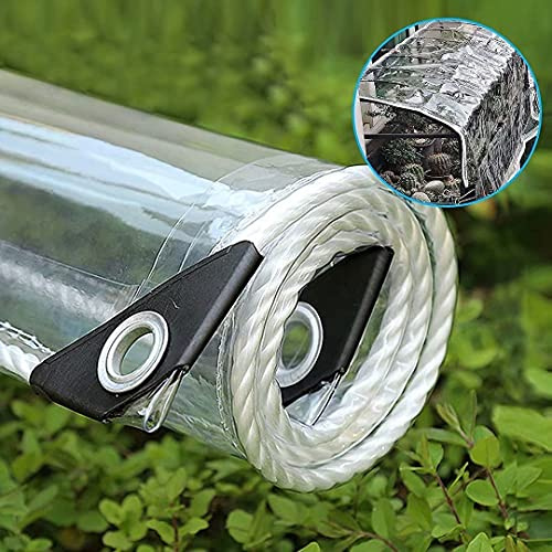Winterproof 3.5m x 3.7m PVC Garden Furniture Cover - Waterproof Snow Blanket for Outdoor Use - Transparent Design with Eyelets - Heavy Duty 500g/㎡ Weight - 0.35mm Thickness