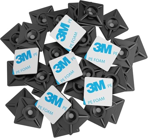 100 stk Klebesockel für Kabelbinder Selbstklebend Halter Kabelschellen Set, Montagesockel Kabelbinderklebepads Halterung für Kabelbinder (Weiß, 20 * 20)