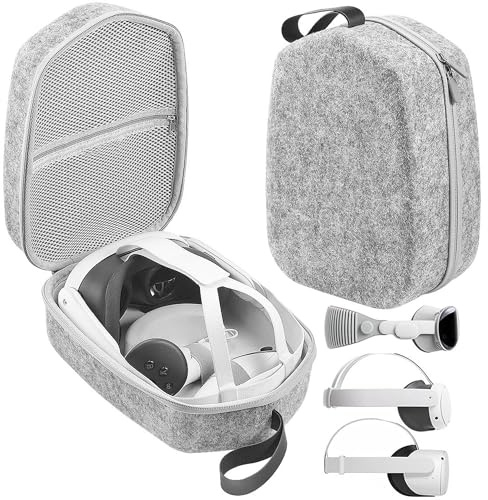 MINGZE VR Headset Storage and Carry Case Kompatibel mit Meta 2, Hart Tragetasche für VR Headset und Touch Controllers Zubehör, Hartschalen Tragetasche von für Reise und Zuhause