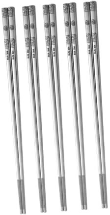 Alipis 5paia Bacchette Leggere Riutilizzabili in Acciaio Resistente Antiscivolo Bacchette Creative Per Sushi in Acciaio Inossidabile Stoviglie Daily Use