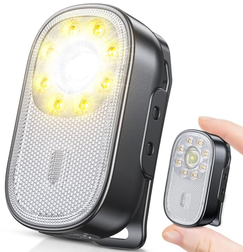 Cuvccn 500LM Ultra Bright Mini EDC Flashlight Rechargeable, 10 Modes Running Lights for Runners with Spot & Flood Light, IP65 Waterproof Small Clip on Flashlight for Walking, Camping, Hiking, Work