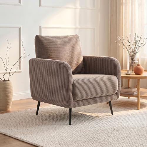 Sicaan Design-Sessel Emma aus taupefarbenem Cord – Bequemer, moderner Sitz mit ergonomischer Form – Ideal für Wohnzimmer, Schlafzimmer oder Büro – Eleganter, zeitgemäßer Stil 71x75x81 cm